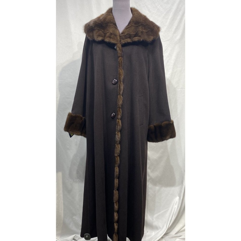 cashmire coat w mahogany mink collar + tux + cuffs (82031)